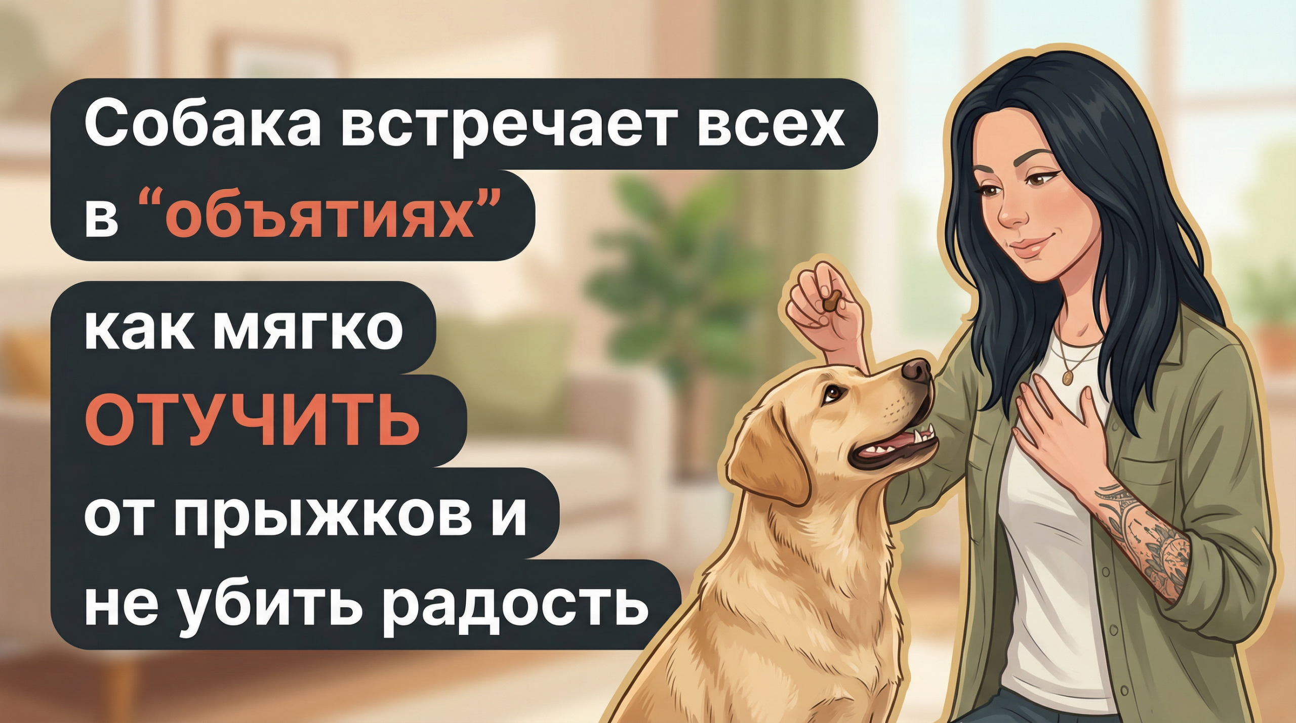 Анна Korektika-Pes с собакой, сидящей четырьмя лапами на полу, и заголовком о прыжках.