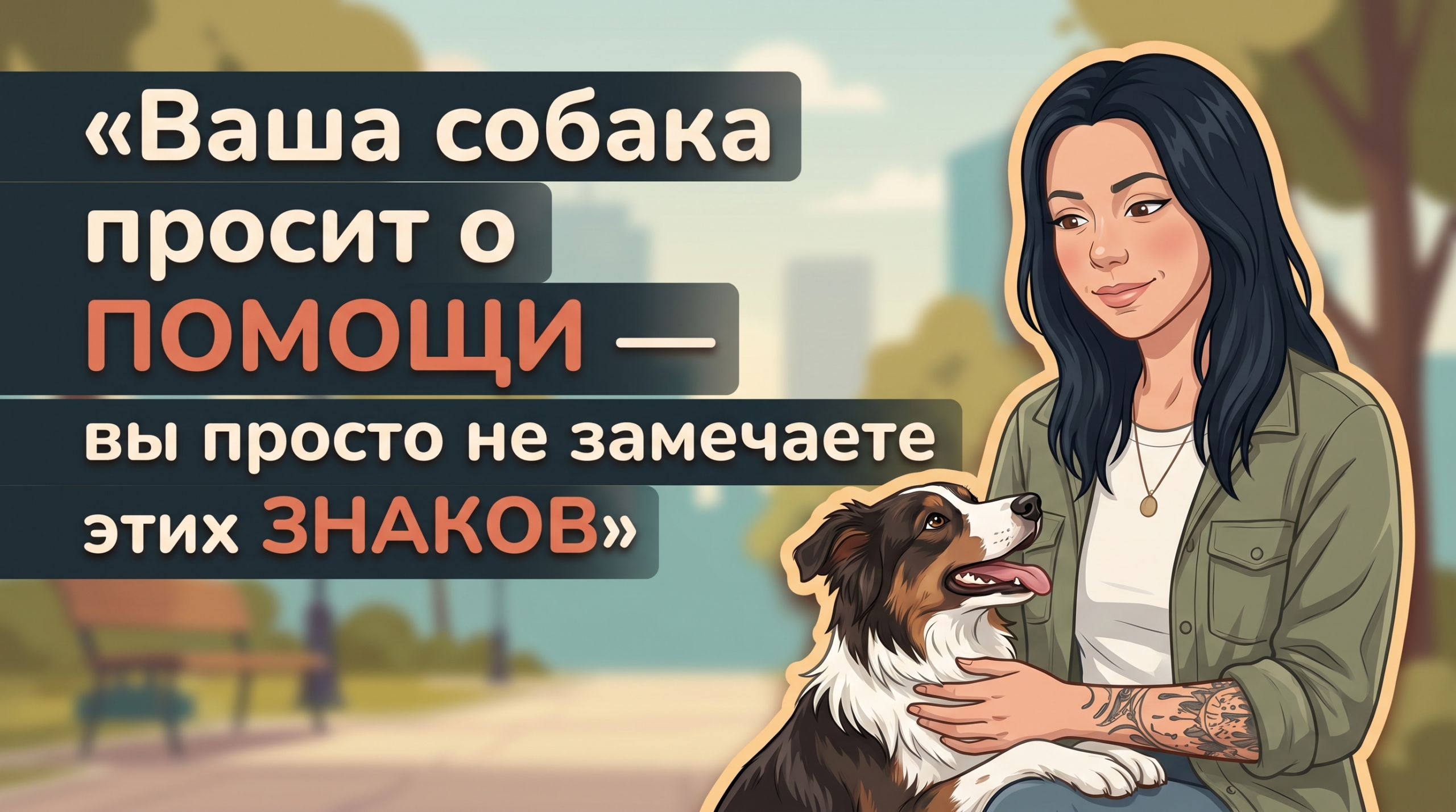 Обложка Korektika-Pes: Анна с бордер-колли и текст о сигналах успокоения собаки.